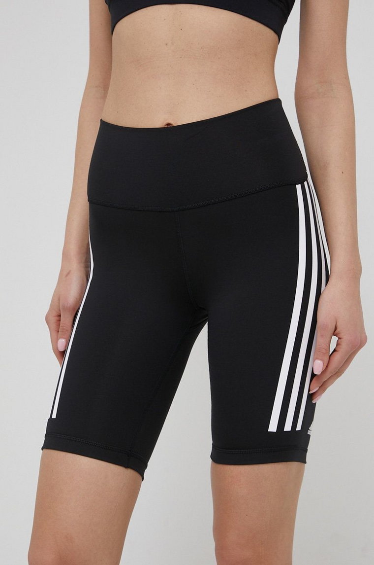 adidas Performance szorty treningowe Optime TrainIcons 3-Stripes H64228 damskie kolor czarny z nadrukiem high waist