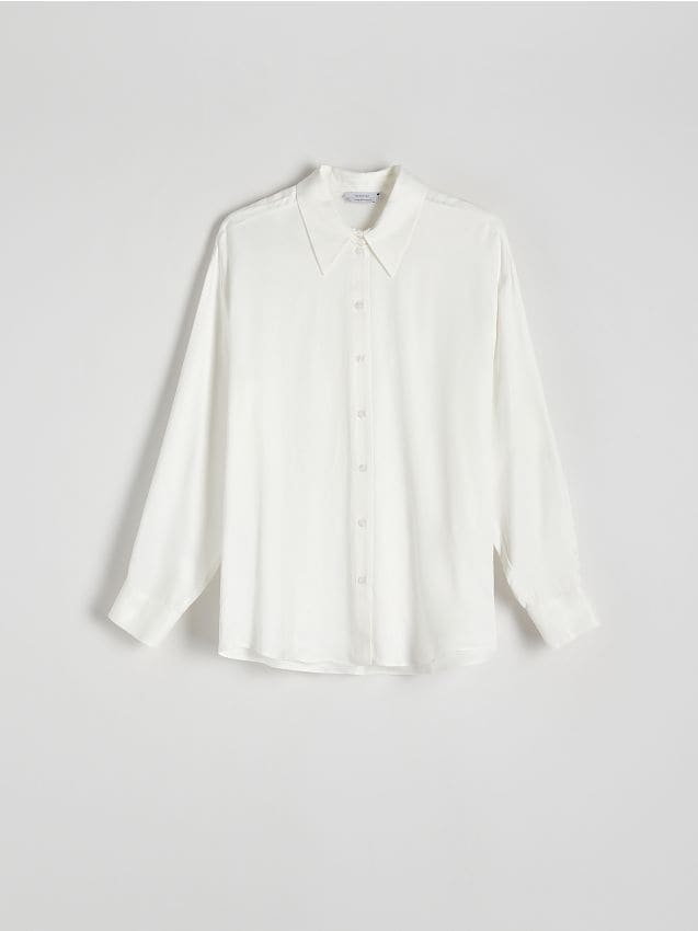 Reserved - Koszula z wiskozy - złamana biel