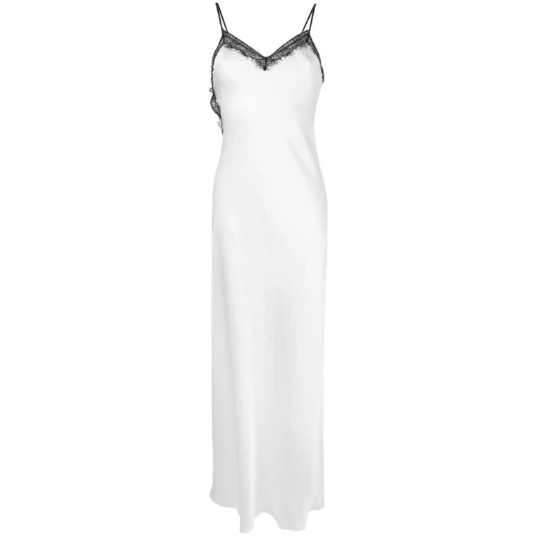 Biała Sukienka z Satyny i Koronką Alberta Ferretti