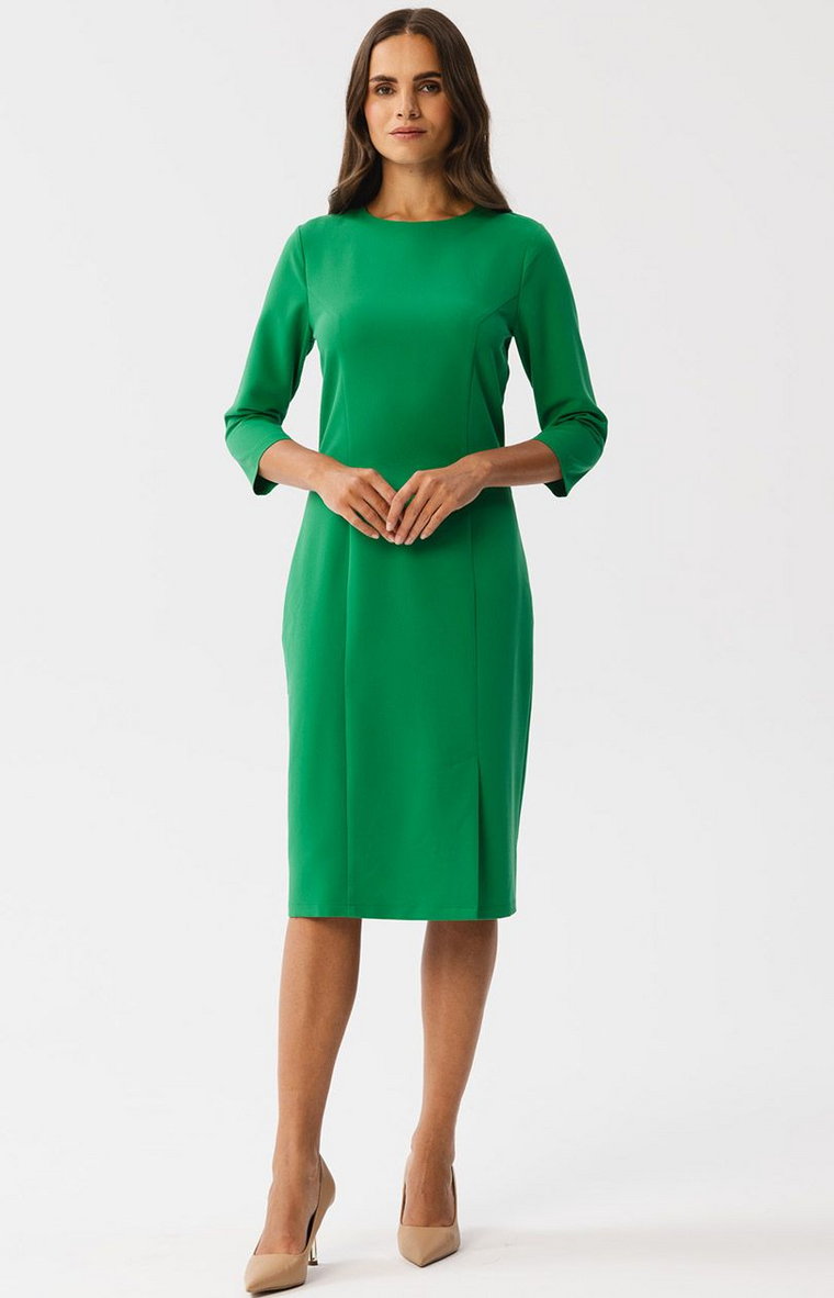 Sukienka ołówkowa z rozcięciem w soczystej zieleni S350, Kolor zielony, Rozmiar L, Stylove