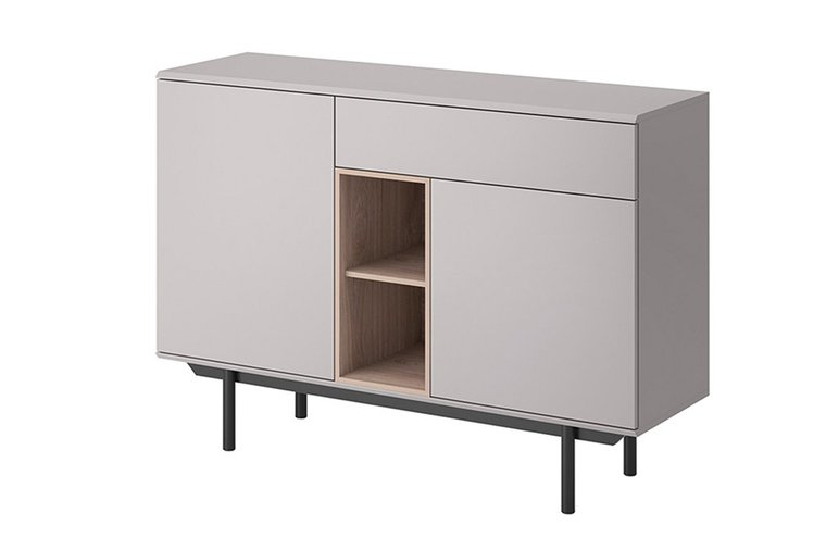 Komoda NISSO *szary/dąb, 125x89x40 , Płyta laminowana 16mm