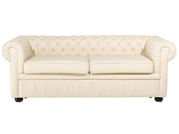 Sofa skórzana BELIANI Chesterfield, 70x195x76 cm, beżowy