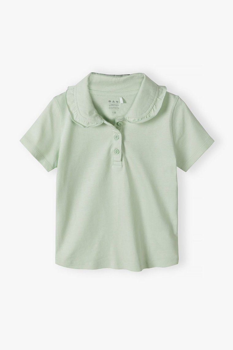 Zielony t-shirt dziewczęcy z kołnierzykiem - Limited Edition