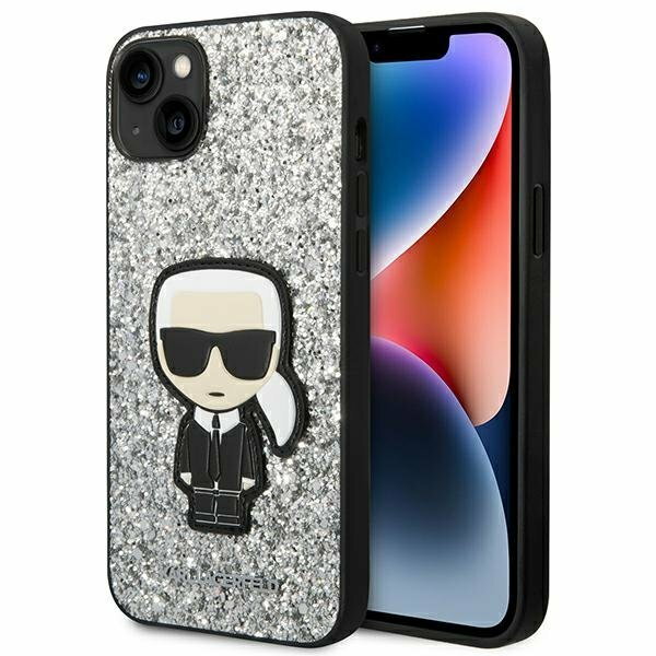 Karl Lagerfeld KLHCP14SGFKPG iPhone 14 6,1" hardcase srebrny/silver Glitter Flakes Ikonik