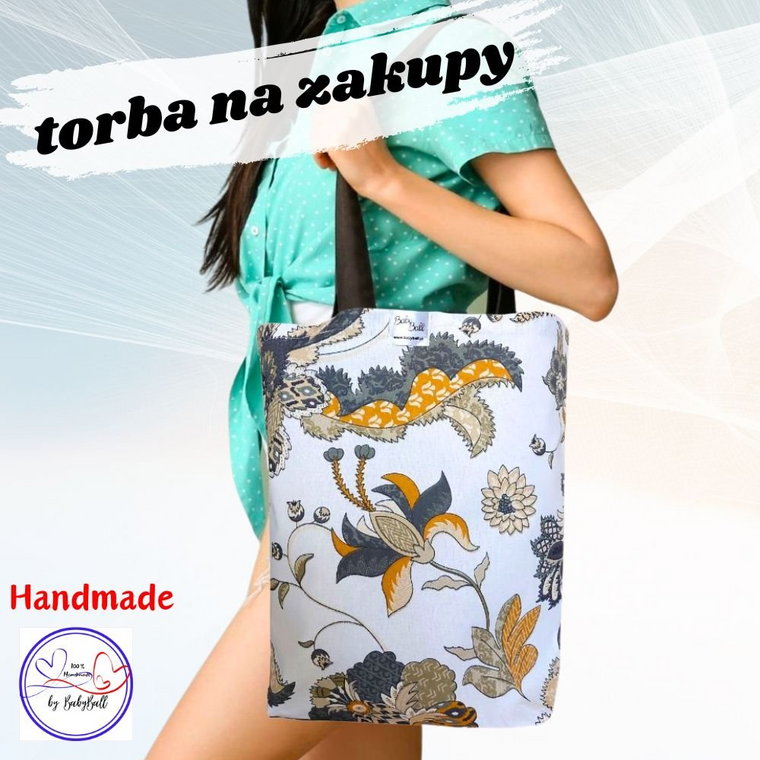 Torba torebka na zakupy kolorowa siatka bawełniana shopperka HANDMADE - ORIENTALNY ZŁOTY