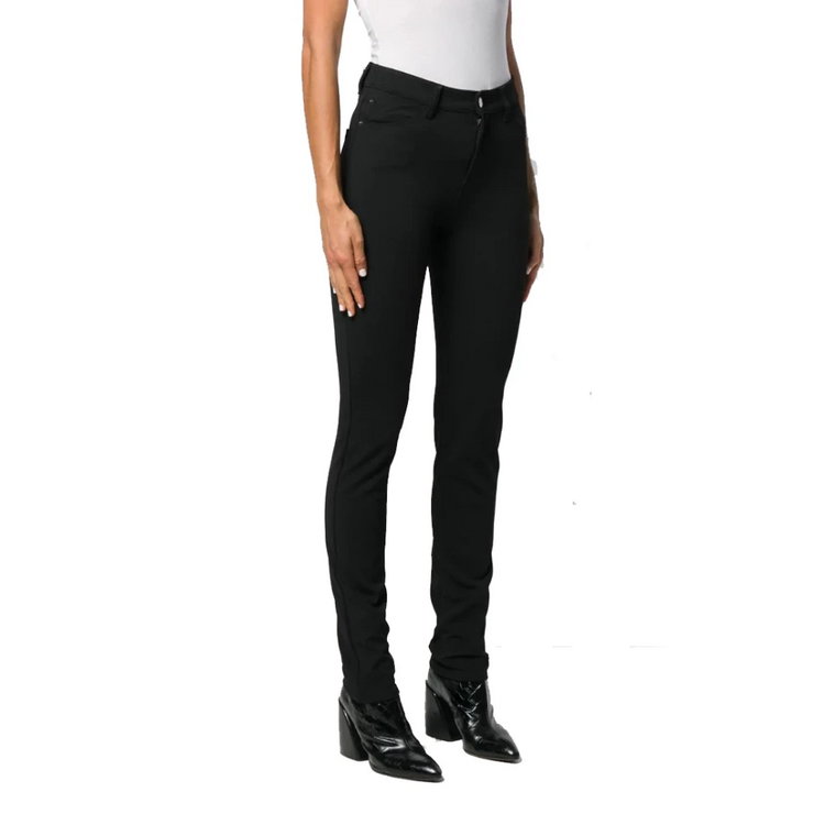 Czarne Spodnie Skinny z Wysokim Stanem Emporio Armani