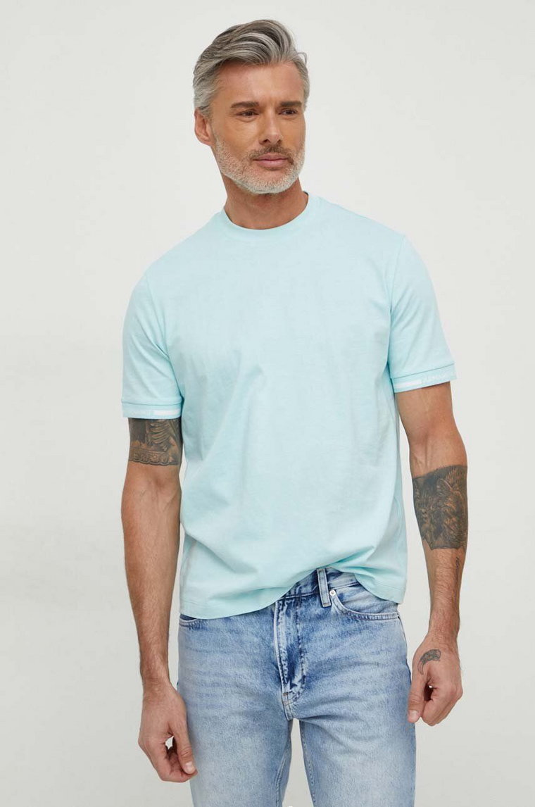 Armani Exchange t-shirt bawełniany męski kolor niebieski gładki 3DZTLR ZJLFZ