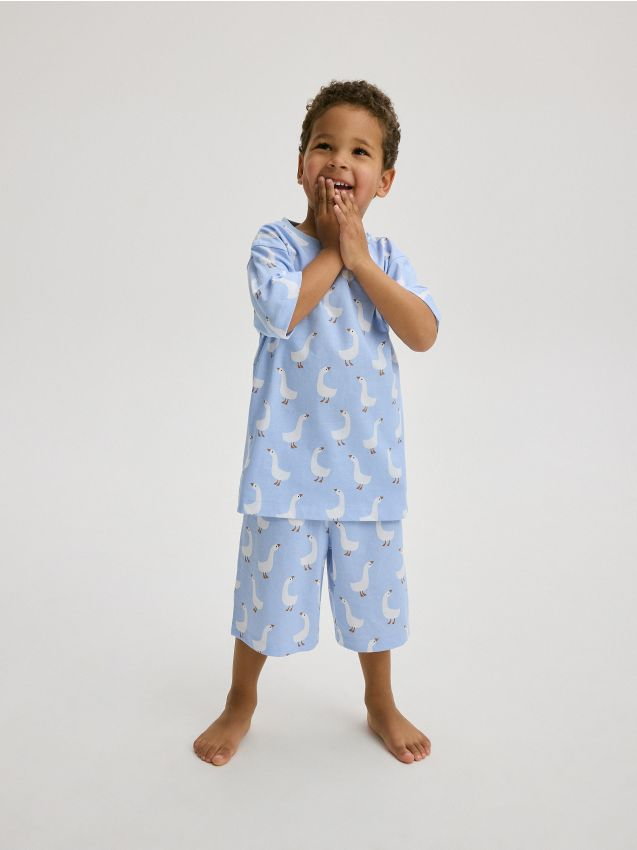 Reserved - Bawełniana piżama z nadrukiem - jasnoniebieski