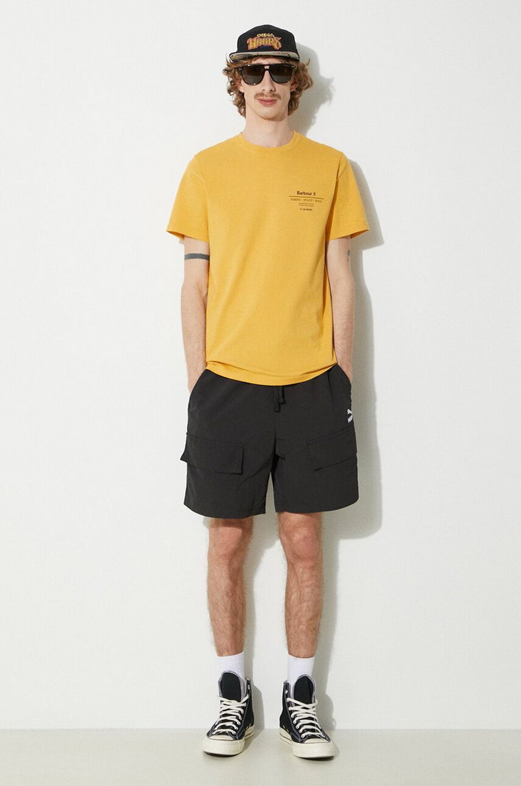 Barbour t-shirt bawełniany Hickling Tee męski kolor żółty z nadrukiem MTS1269