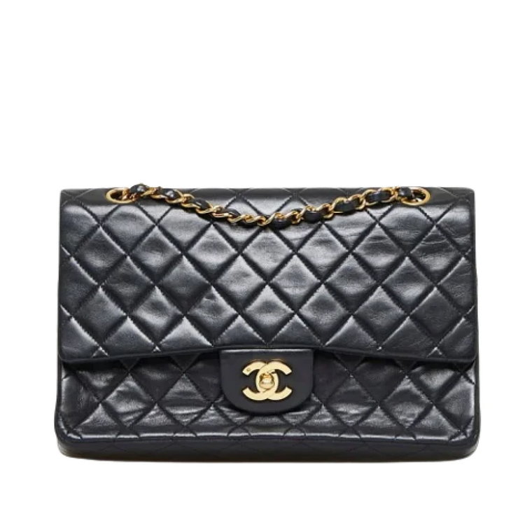 Używana Czarna Skórzana Torba Chanel Flap Chanel Vintage