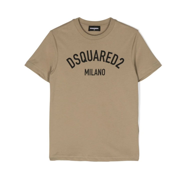 Stylowa Brązowa Koszulka dla Chłopców Dsquared2