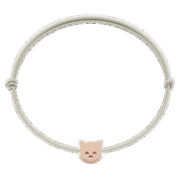 Bransoletka z kotkiem Etincelle, różowe pozłocenie, na cienkim perłowym sznurku