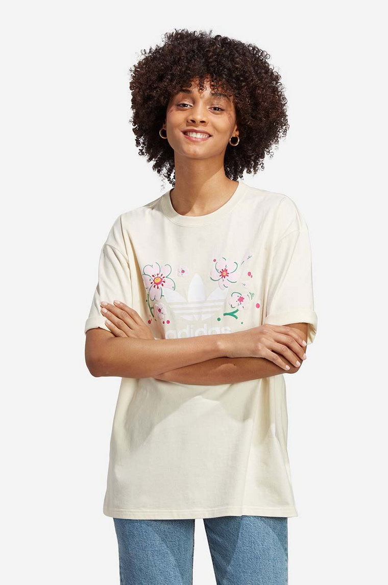 adidas t-shirt bawełniany Oversized Tee kolor beżowy IP3751-KREMOWY