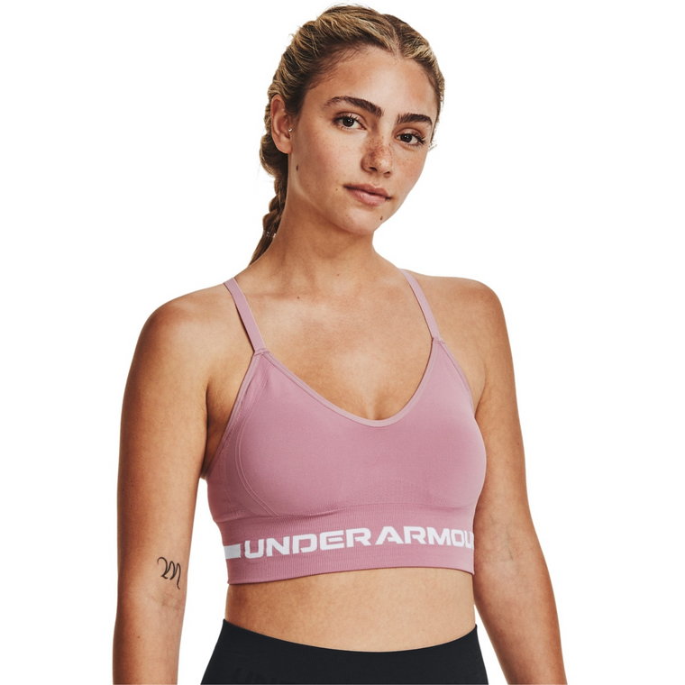 Biustonosz treningowy Under Armour UA Seamless Low Long Bra - różowy