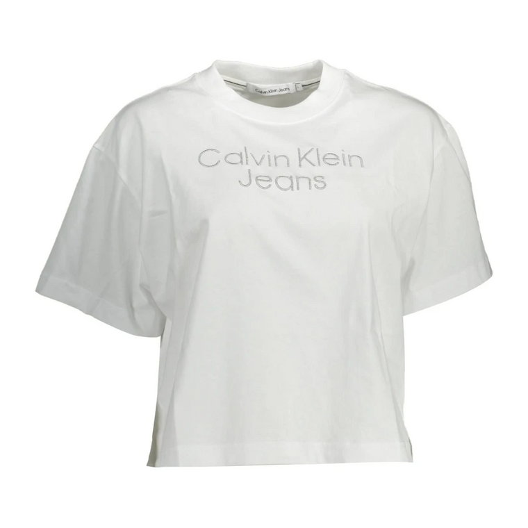 Białe Bawełniane Topy i T-Shirt, Krótki Rękaw, Logo Calvin Klein