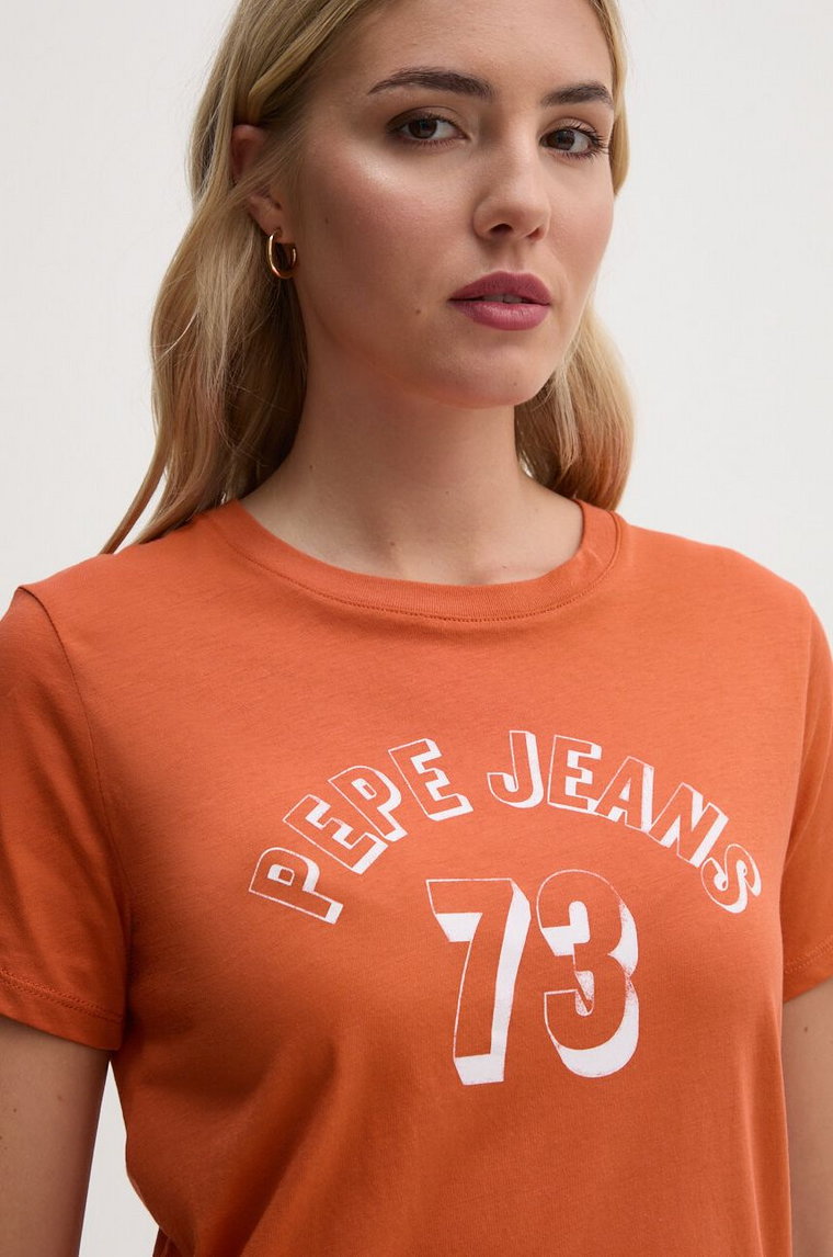 Pepe Jeans t-shirt bawełniany GIGI damski kolor pomarańczowy PL505958