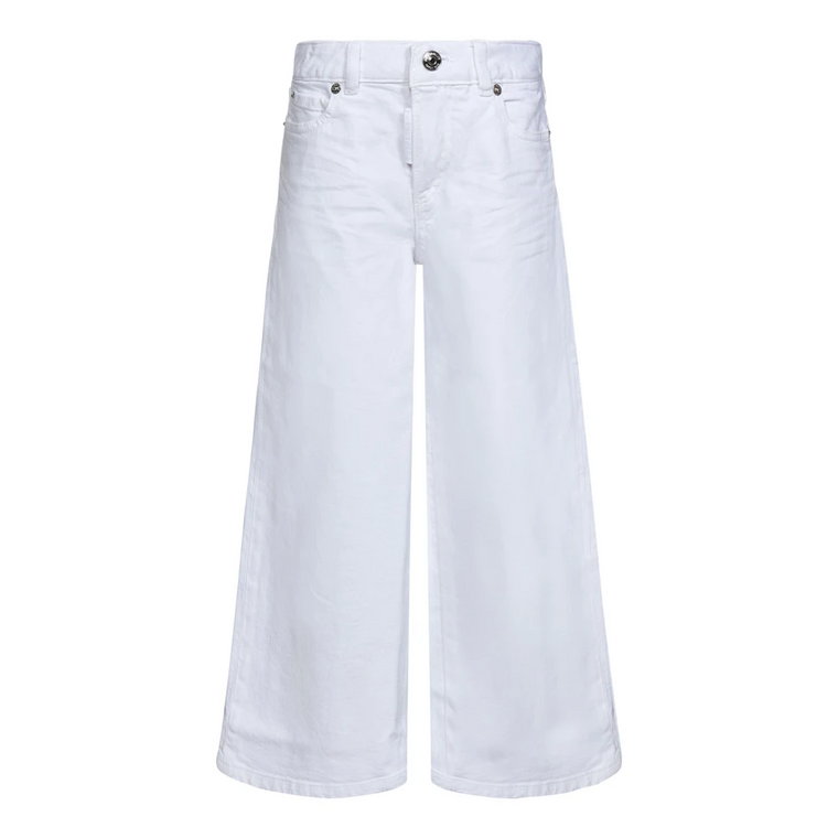 Białe Jedwabno Bawełniane Spodnie Dsquared2