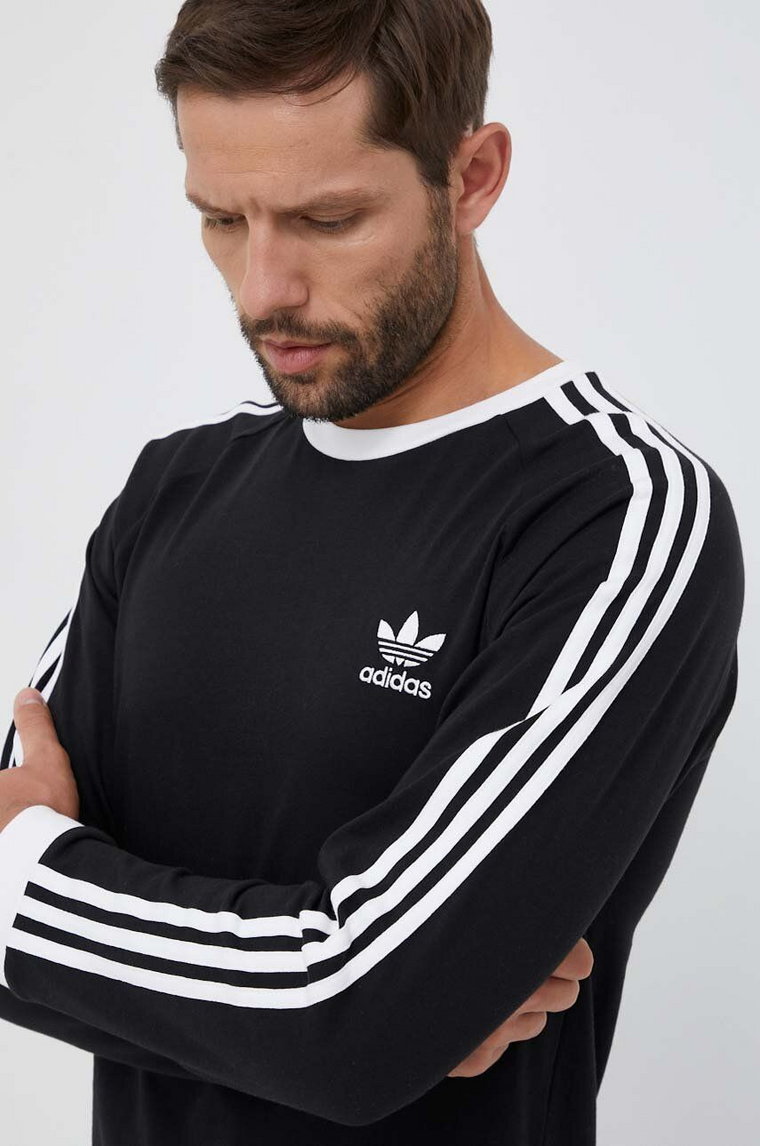 adidas Originals longsleeve bawełniany 3-Stripes Long Sleeve Tee kolor czarny z aplikacją  IA4877