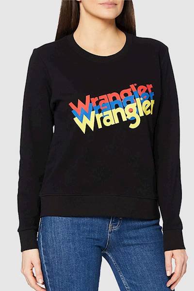 DAMSKA BLUZA MATERIAŁOWA WRANGLER CREW SWEAT BLACK W6Z2HA100