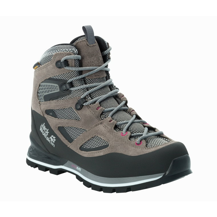 Buty damskie górskie Jack Wolfskin FORCE CREST TEXAPORE MID W tarmac grey / pink - 35,5