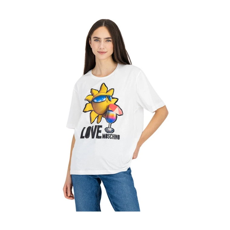 Casual-chic bawełniana koszulka z nadrukiem logo Love Moschino