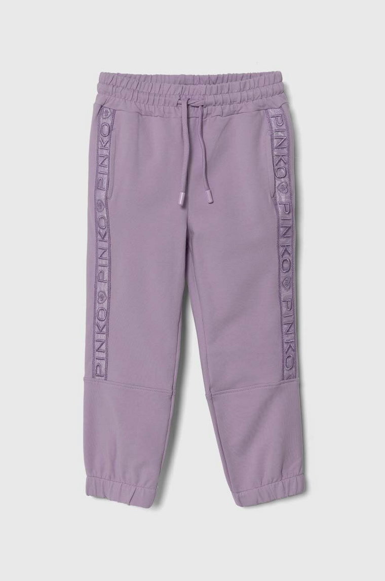 Pinko Up spodnie dresowe dziecięce kolor fioletowy z aplikacją