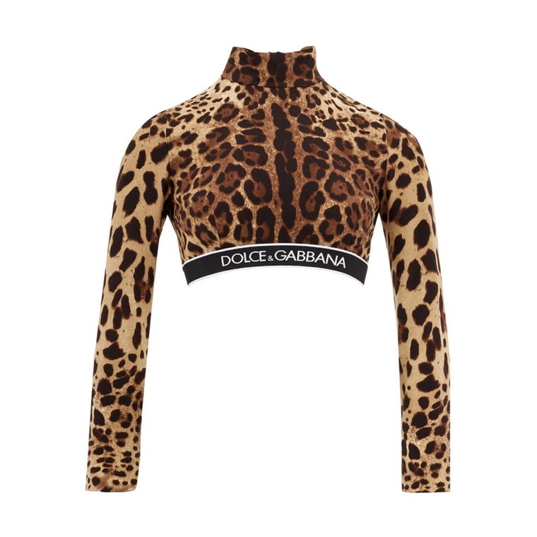 Leopard Print Turtle Neck Top Dolce & Gabbana