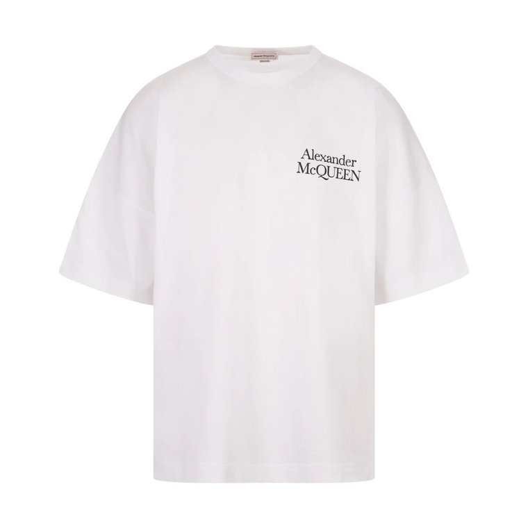 Biała Oversized Logo T-shirt Jersey Alexander McQueen