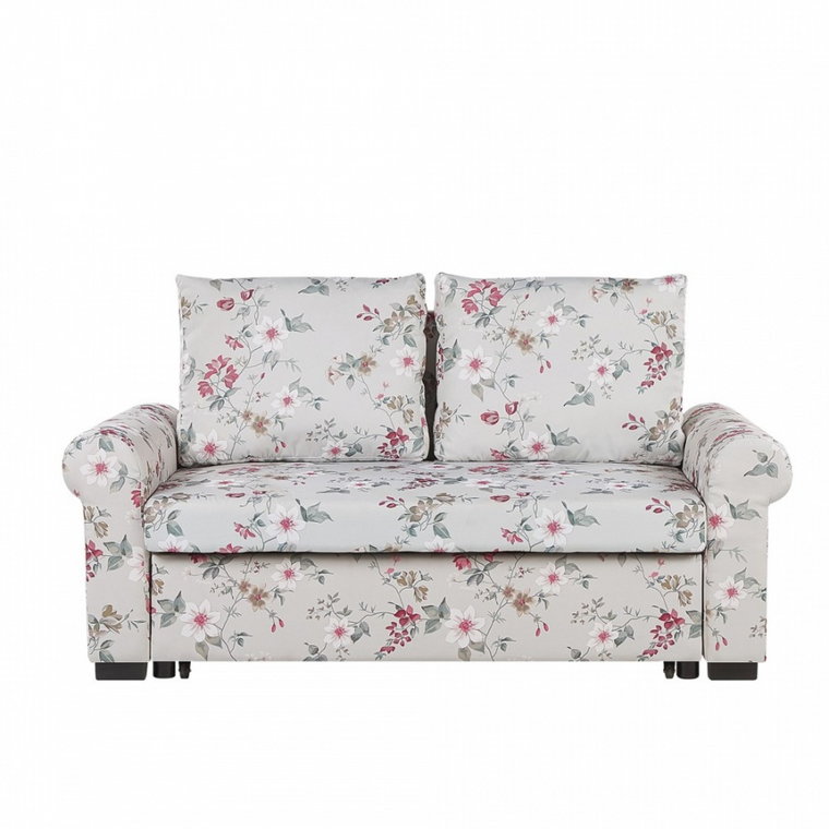Sofa rozkładana w kwiaty jasnoszara SILDA kod: 4251682255745