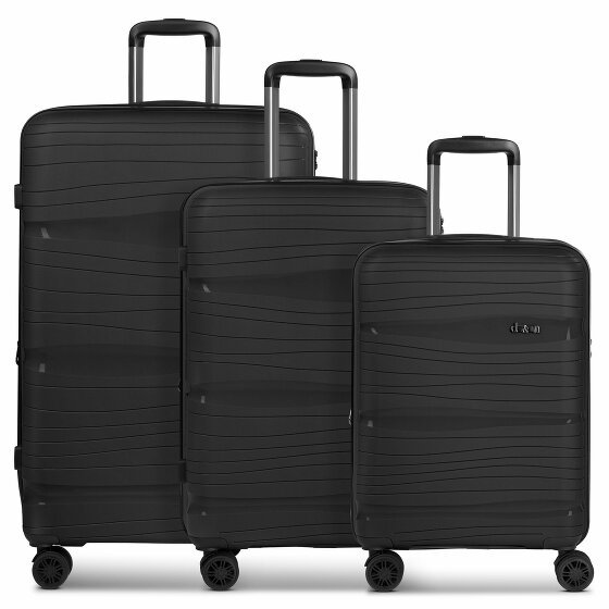d&n Travel Line 4300-Plus 4 kółka Zestaw walizek 3-części z plisą rozprężną black