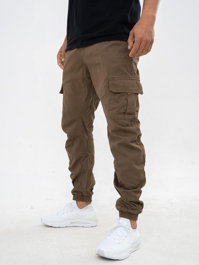 Spodnie Materiałowe Jogger Cargo Urban Classics TB1268 Ciemne Brązowe