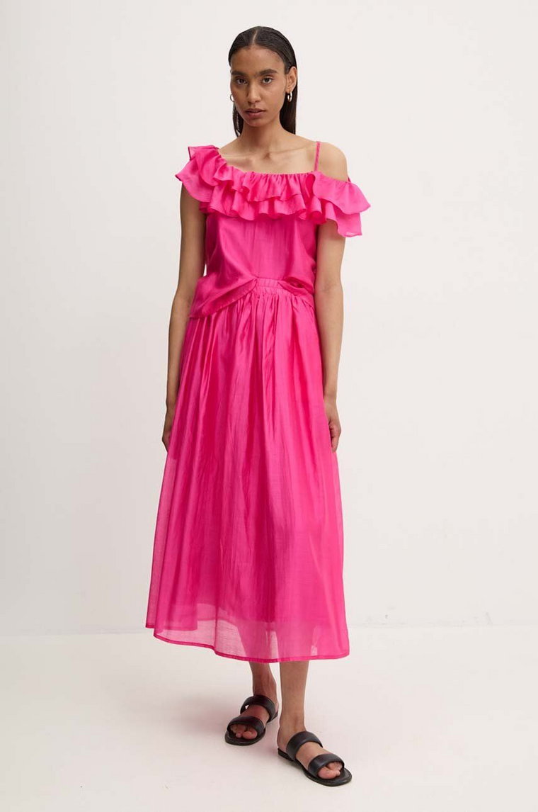 Answear Lab bluzka i spódnica kolor różowy