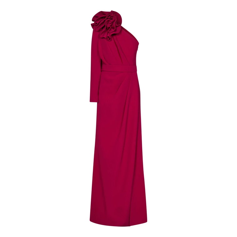 Czerwona Sukienka Maxi z D Kwiatowym Detalem Elie Saab