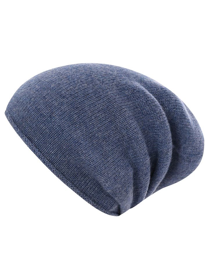 Zwillingsherz Kaszmirowa czapka beanie w kolorze niebieskim