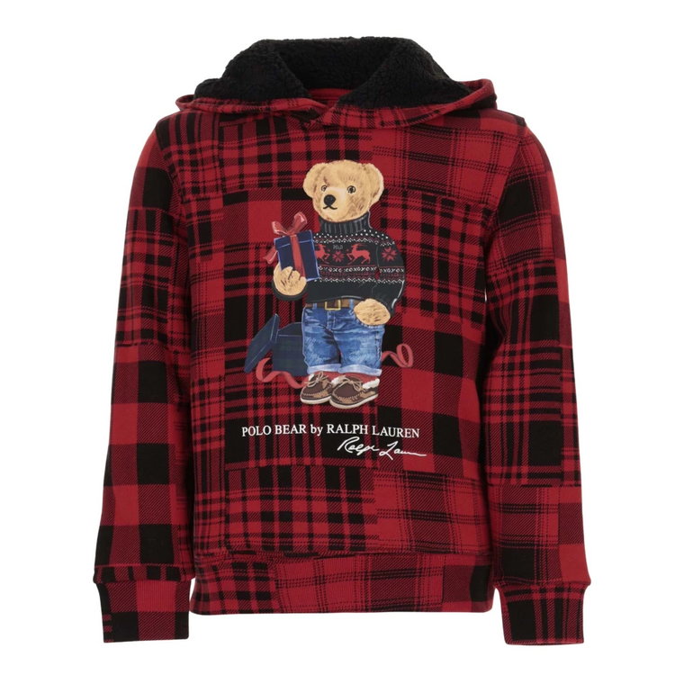 Czerwony Sweter z Kapturem z Polo Bear Detalem Polo Ralph Lauren