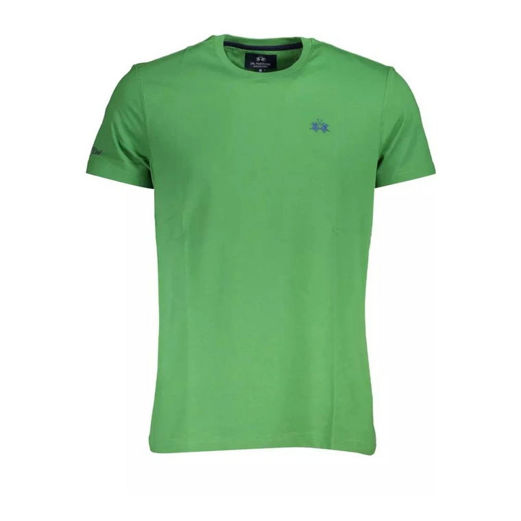 Zielona Koszulka z Bawełny z Haftowanym Logo La Martina