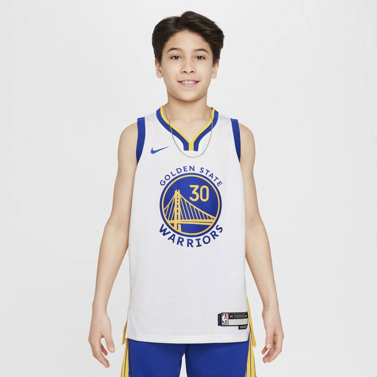 Koszulka dla dużych dzieci Nike NBA Swingman Stephen Curry Golden State Warriors Association Edition 2022/23 - Biel