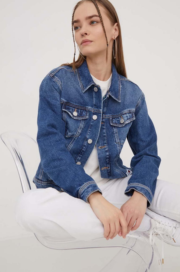 Tommy Jeans kurtka jeansowa damska kolor niebieski przejściowa
