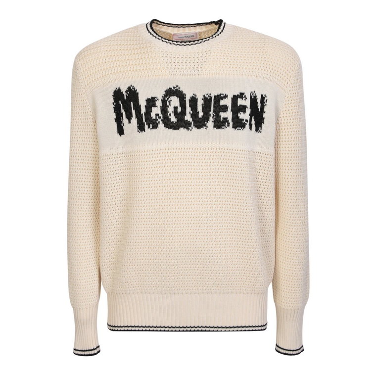 Graffiti Print Crew Neck Sweater Alexander McQueen