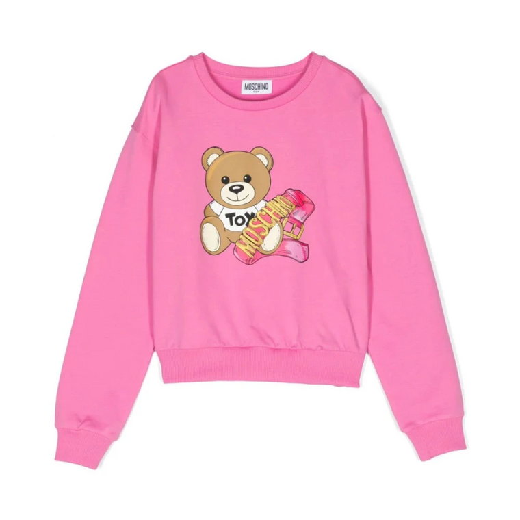 Dziewczęcy różowy fuchsia Teddy Bear Sweatshirt Moschino