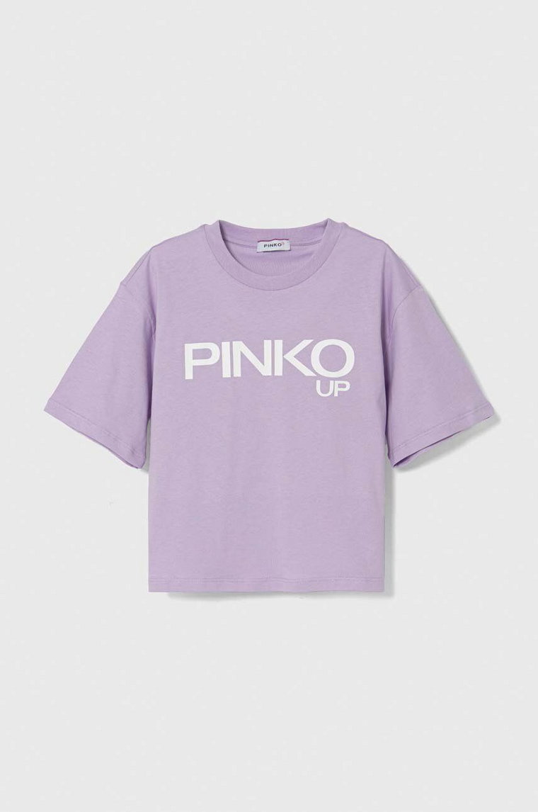 Pinko Up t-shirt bawełniany dziecięcy kolor fioletowy