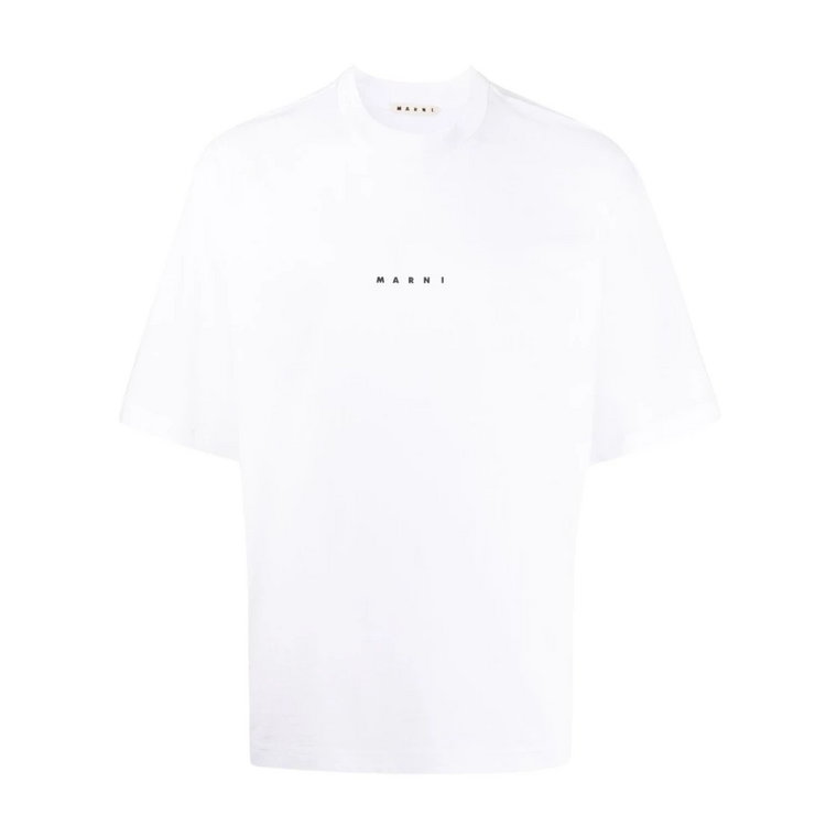 Biała koszulka z nadrukiem logo Marni