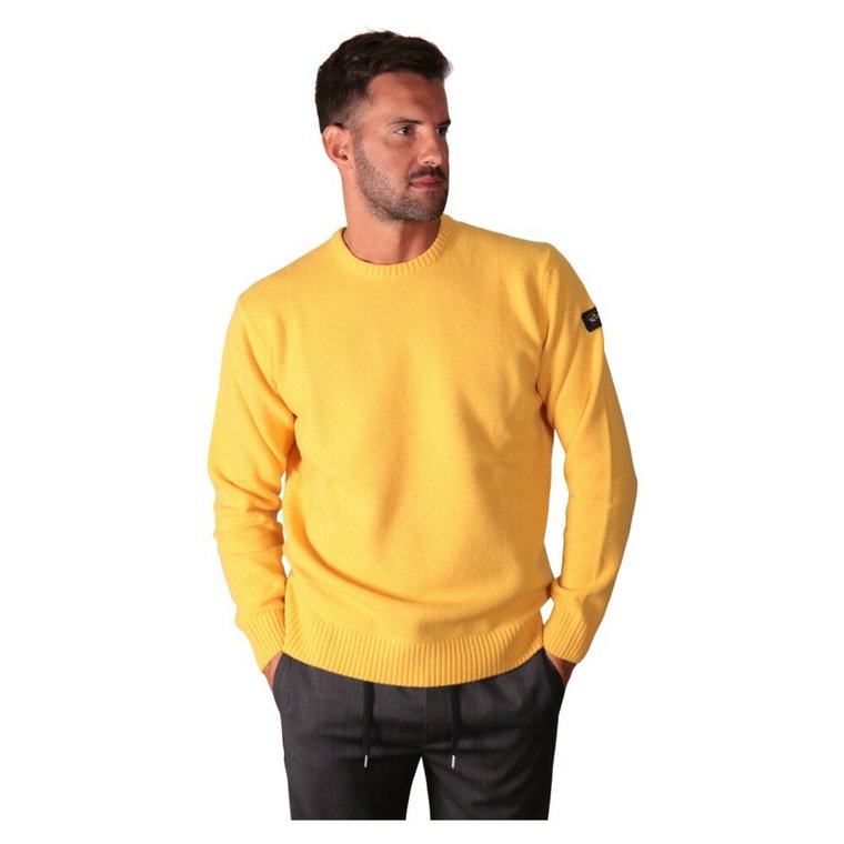 Sweter o okrągłym dekolcie w kolorze żółtym Paul & Shark