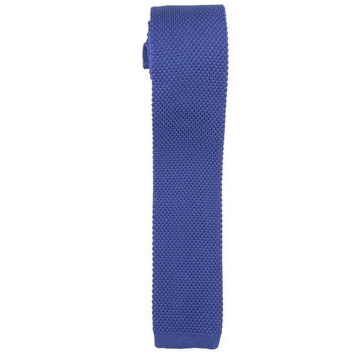 Knit niebieski gładki - krawat dzianinowy EM 42