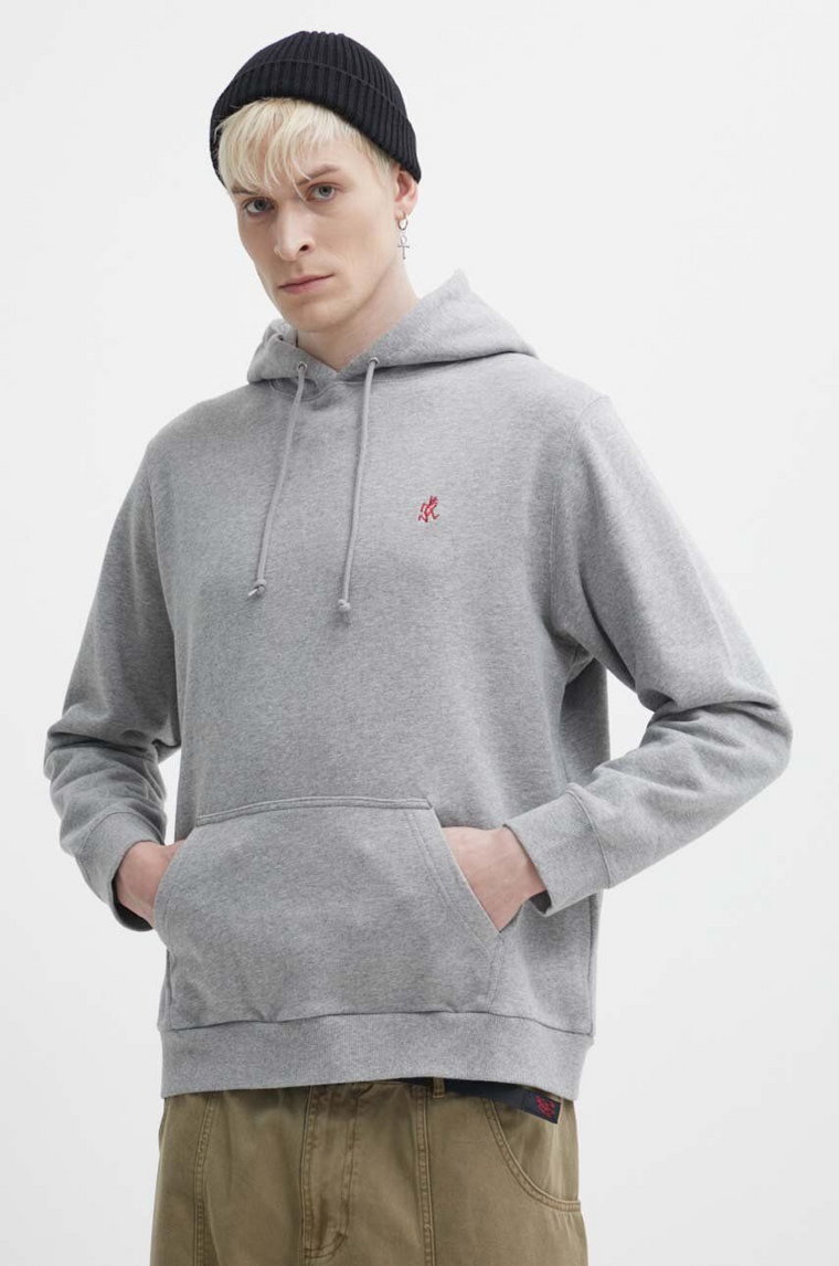 Gramicci bluza bawełniana One Point Hooded Sweatshirt męska kolor szary z kapturem gładka