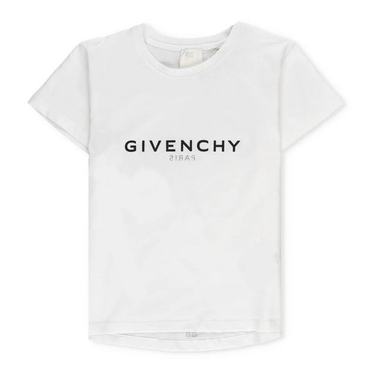 Biała Juniorowa Bawełniana Koszulka z Nadrukiem Logo Givenchy