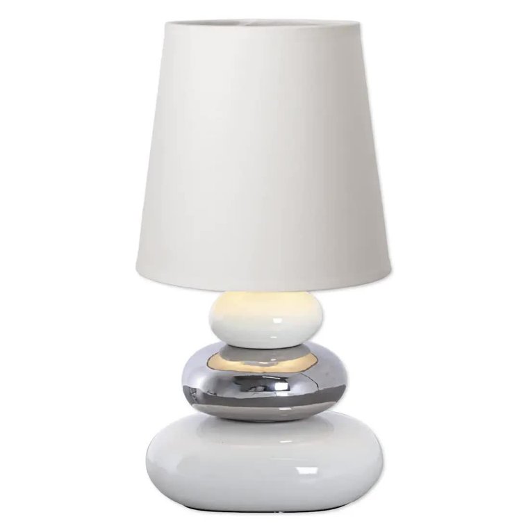 Stojąca lampka na komodę Stoney 3045323 Nave do gabinetu abażur ceramiczna biała