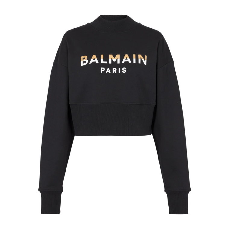 Paris Print Cropped Sweatshirt Balmain