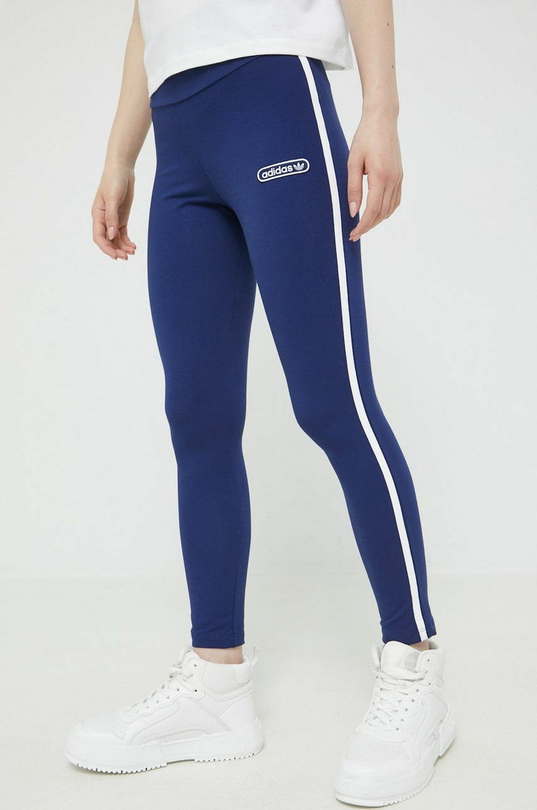 adidas Originals legginsy damskie kolor granatowy z aplikacją