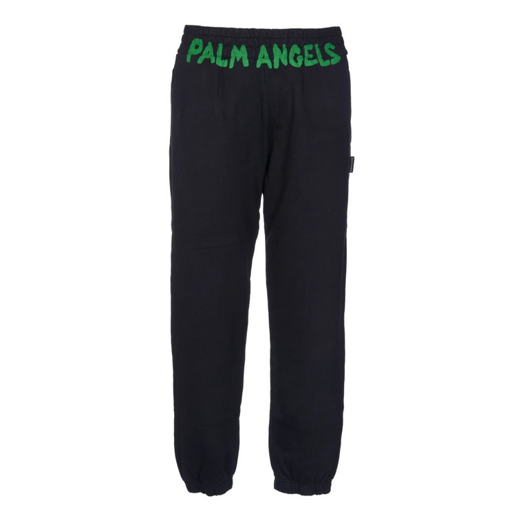 Czarne Spodnie z Logo Palm Angels